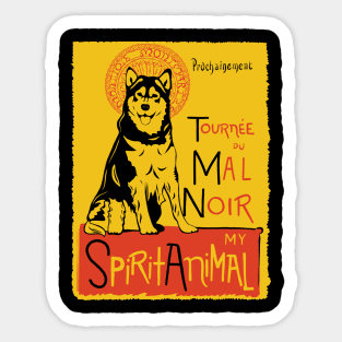 Funny Alaskan Malamute Cute Dog Chat Noir Mashup Art Sticker